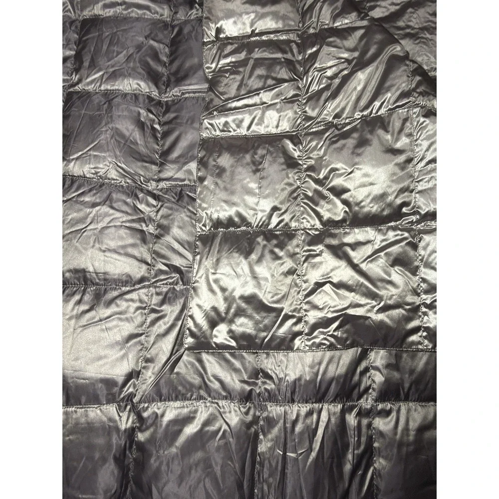 Blue Ridge Down Puffer Throw Blanket Metallic Silver Packable Quilted Camping